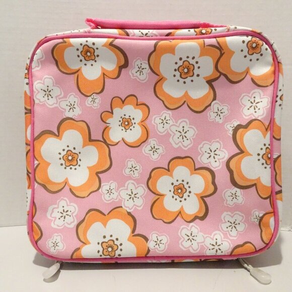 Pottery Barn Kids Pink Orange Floral Print Tech Case DVD IPad Books Crafts Bible - Picture 2 of 5